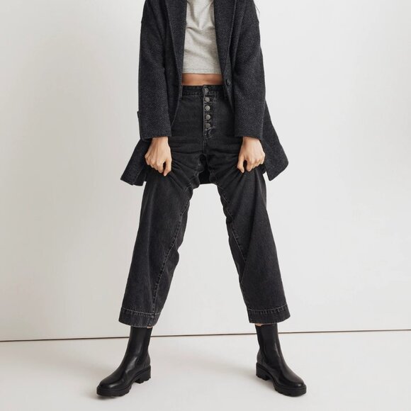Madewell Boots WMNS 8 Leather The Wyckoff Chelsea Lugsole Witchy Black Pull On - Picture 7 of 7